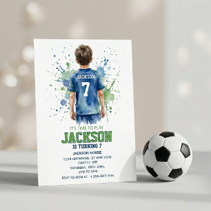 Invitation d'anniversaire garçon football soccer a