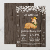 Invitation d'anniversaire garçon hiver cerf rustiq (Devant / Derrière)