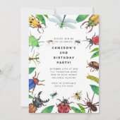 Invitation d'anniversaire garçon insecte bug (Devant)