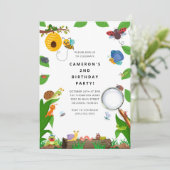 Invitation d'anniversaire garçon insecte bug (Debout devant)
