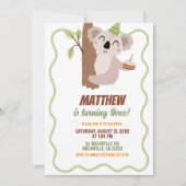 Invitation d'anniversaire garçon koala ondulé mign (Devant)