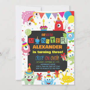 Invitation d'anniversaire garçon monstres, tout âg