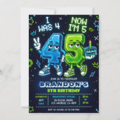 Invitation d'anniversaire garçon Neon Glow 5 ans (Devant)