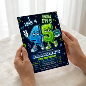 Invitation d'anniversaire garçon Neon Glow 5 ans