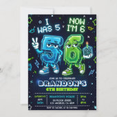 Invitation d'anniversaire garçon Neon Glow 6 ans (Devant)