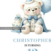 Invitation d'anniversaire garçon ourson mignon ble