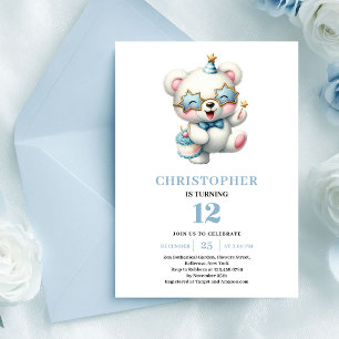 Invitation d'anniversaire garçon ourson mignon ble