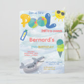 Invitation d'anniversaire garçon piscine (Debout devant)