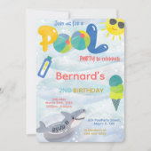Invitation d'anniversaire garçon piscine (Devant)