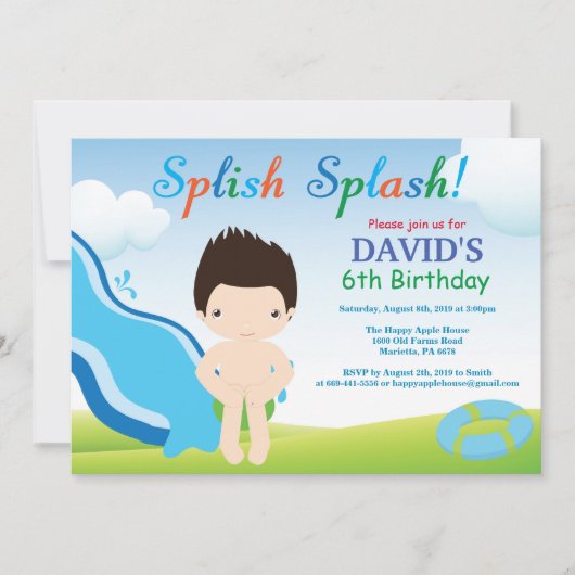 Invitation d'anniversaire garçon pour une fête à l (Devant)