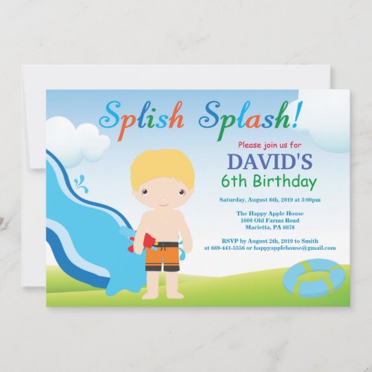 Invitation d'anniversaire garçon pour une fête à l (Devant)