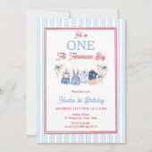 Invitation d'anniversaire garçon Rouge Blanc Bleu (Devant)