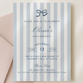 Invitation d'anniversaire garçon ruban bleu et ray