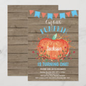 Invitation d'anniversaire garçon rustique citrouil (Devant / Derrière)