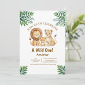 Invitation d'anniversaire garçon safari Wild One (Debout devant)
