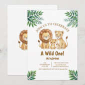 Invitation d'anniversaire garçon safari Wild One (Devant / Derrière)
