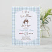 Invitation d'anniversaire garçon simple bleu de ro (Debout devant)