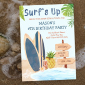 Invitation d'anniversaire garçon surf planche de s
