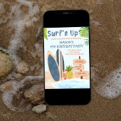 Invitation d'anniversaire garçon surf planche de s