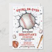 Invitation d'anniversaire garçon swing de baseball (Devant)
