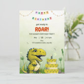 Invitation d'anniversaire garçon T-Rex dinosaure f (Debout devant)