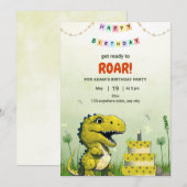 Invitation d'anniversaire garçon T-Rex dinosaure f (Devant / Derrière)