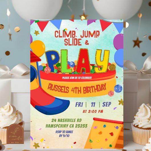 Invitation d'anniversaire garçon terrain de jeu in