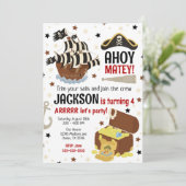 Invitation d'anniversaire garçon thème pirate Ahoy (Debout devant)