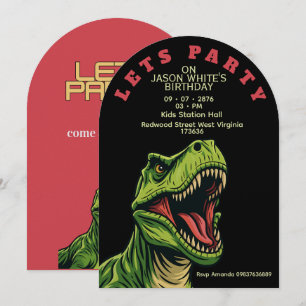 Invitation d'anniversaire garçon thème T-Rex