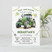 Invitation d'anniversaire garçon tracteur vert (Debout devant)