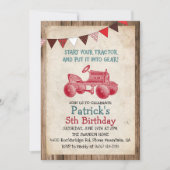 Invitation d'anniversaire garçon tracteur vintage (Devant)