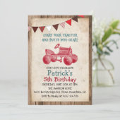 Invitation d'anniversaire garçon tracteur vintage (Debout devant)