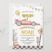 Invitation d'anniversaire garçon voiture de course (Devant)