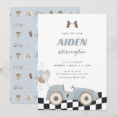 Invitation d'anniversaire garçon voiture de course (Devant / Derrière)