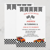 Invitation d'anniversaire garçon voiture de course (Devant / Derrière)