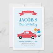 Invitation d'anniversaire garçon voiture pour enfa (Devant)