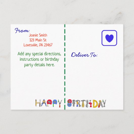 Invitation d'anniversaire garçon Voitures Rouge Bl (Dos)