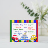 Invitation d'anniversaire garçon Voitures Rouge Bl (Debout devant)