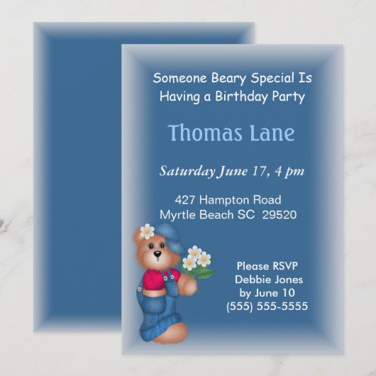 Invitation d'anniversaire garçons (Devant / Derrière)