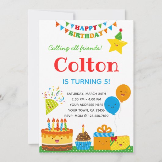 Invitation d'anniversaire garçons (Devant)