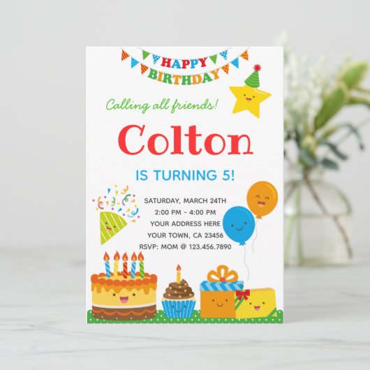 Invitation d'anniversaire garçons (Debout devant)