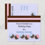 Invitation d'anniversaire gâteau cupcake mignon (Devant / Derrière)