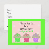 Invitation d'anniversaire gâteau cupcake vert citr (Devant / Derrière)