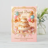 Invitation d'anniversaire : Gâteau Élégant et Ball (Debout devant)