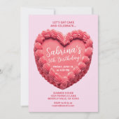 Invitation d'anniversaire Gâteau en forme de cœur (Devant)