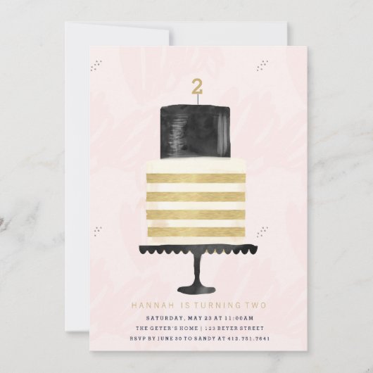 INVITATION D'ANNIVERSAIRE - GÂTEAU ET BOUGIE (Devant)