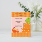 Invitation d'anniversaire Gâteau orange et Cupcake (Debout devant)