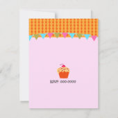 Invitation d'anniversaire Gâteau orange et Cupcake (Dos)