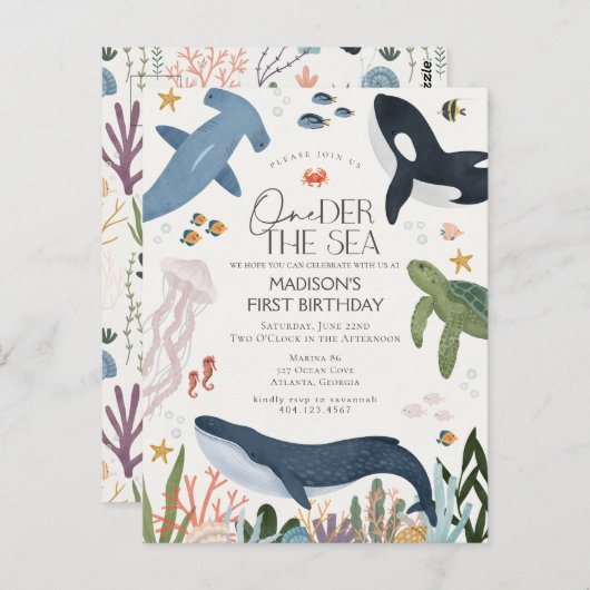 Invitation d'anniversaire genre neutre One-der sou (Devant / Derrière)