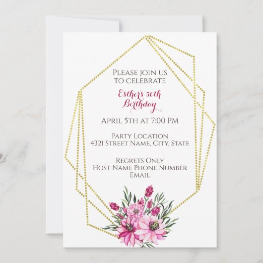 Invitation d'anniversaire géométrique (Devant)